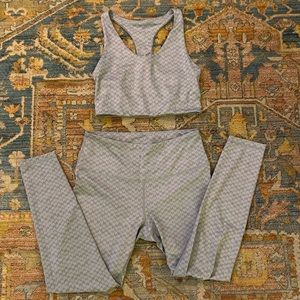 Matching light blue Zella workout set.